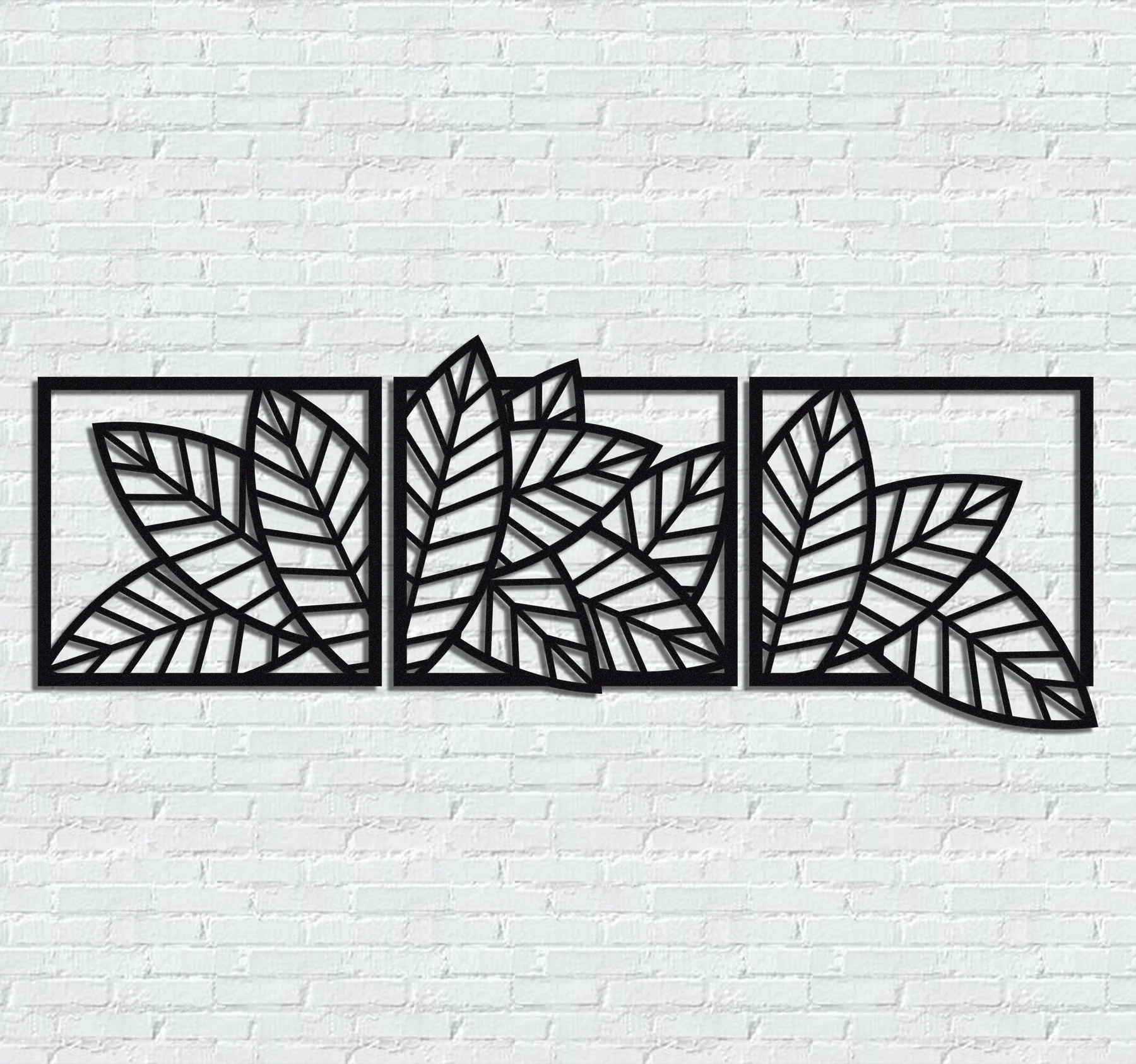 3D wooden 3 Piece Long Leaf Panels | Wall Hanging wooden Art | Wall art I Wall art for room decoration - Image 3