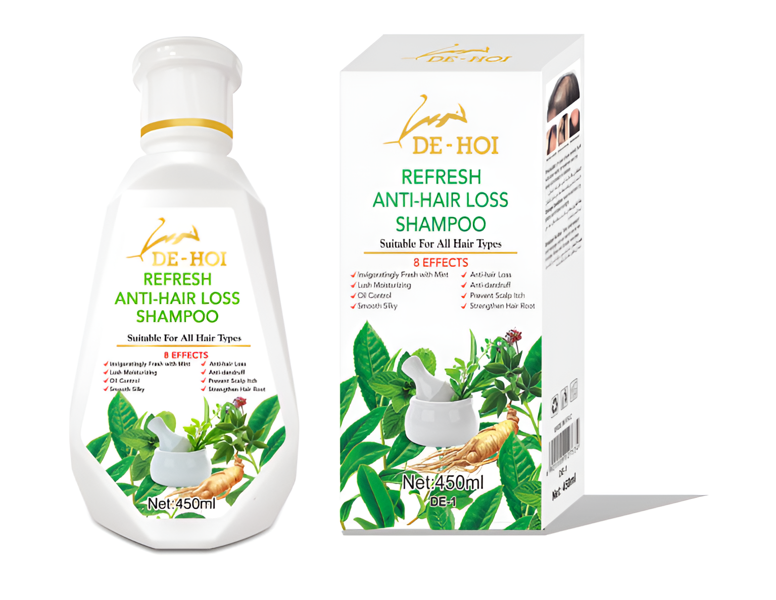 De-Hoi Refresh Anti-hair Loss Shampoo Ginger Hair Care Shampoo Helps Stop Hair Loss 450ml - Image 4