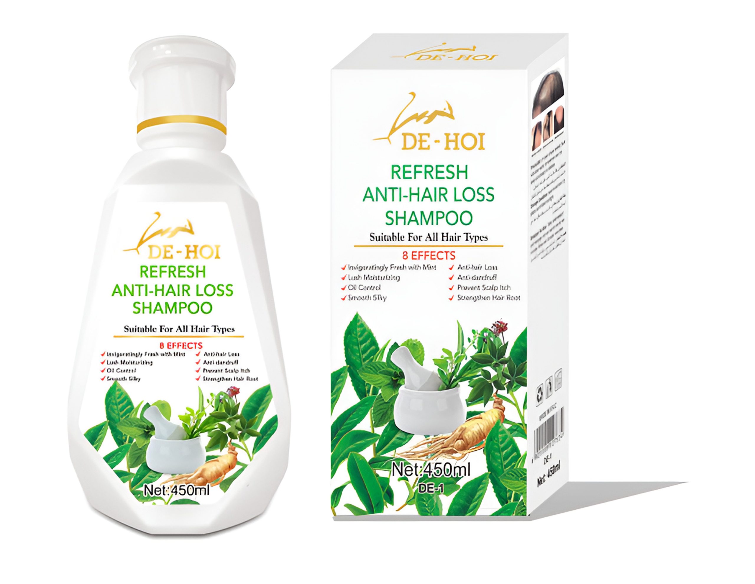 De-Hoi Refresh Anti-hair Loss Shampoo Ginger Hair Care Shampoo Helps Stop Hair Loss 450ml - Image 3